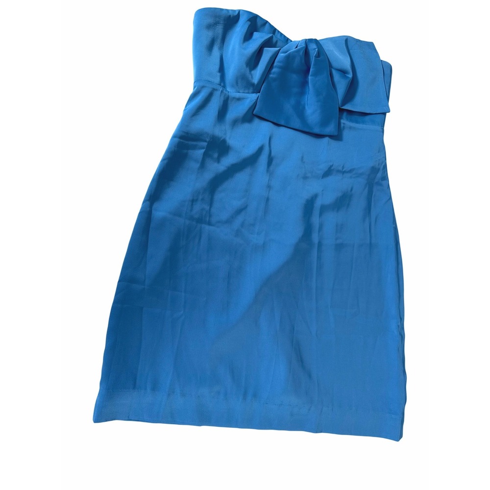 Lilly Pulitzer Carlynn Strapless Satin Bow Mini Dress Morelle Blue Size 2 NEW - Picture 3 of 16